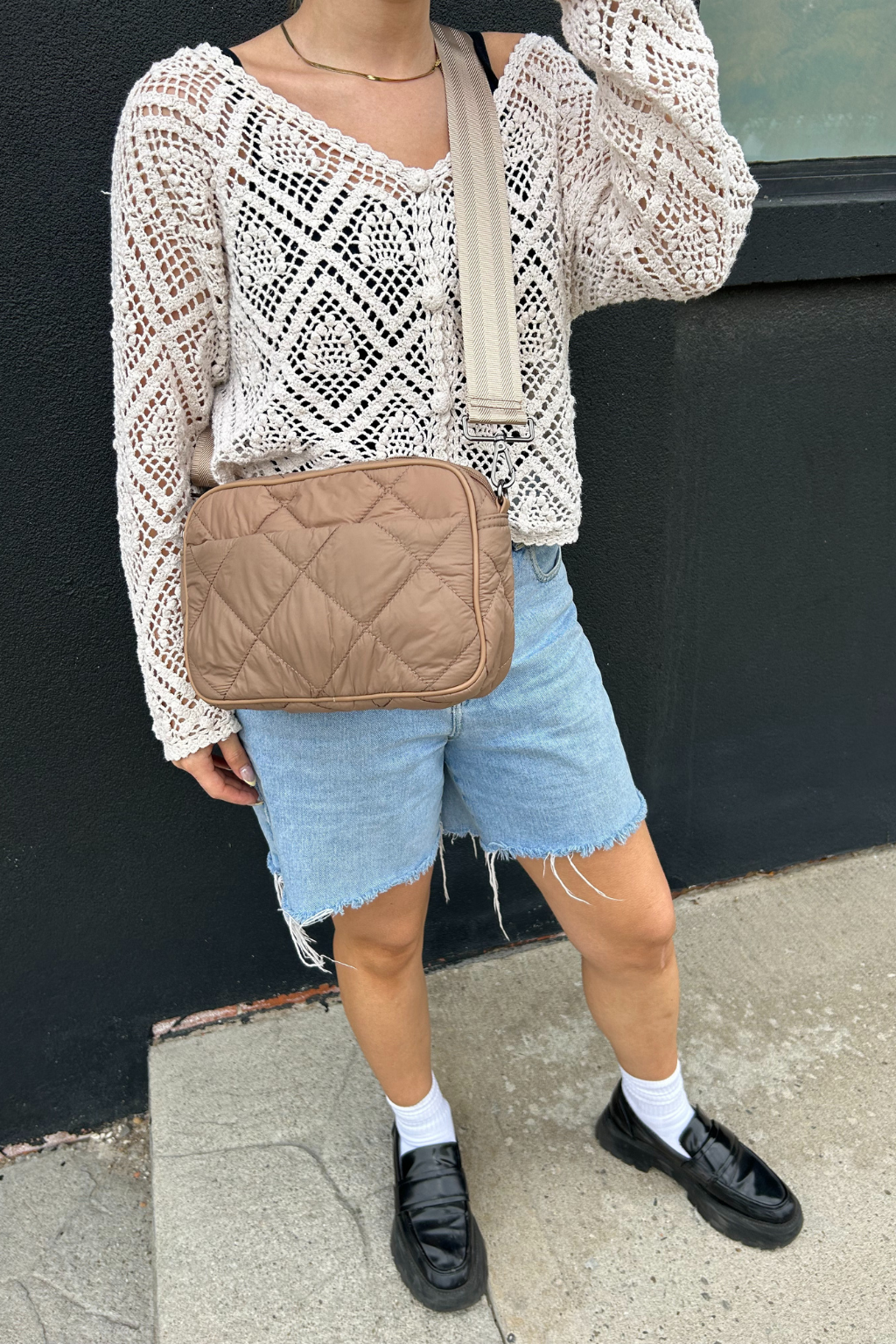 Quilted Crossbody in Tan