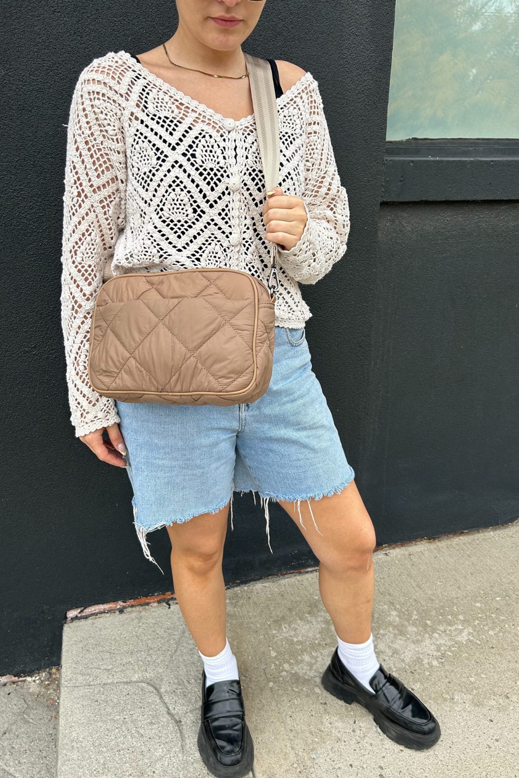 Quilted Crossbody in Tan