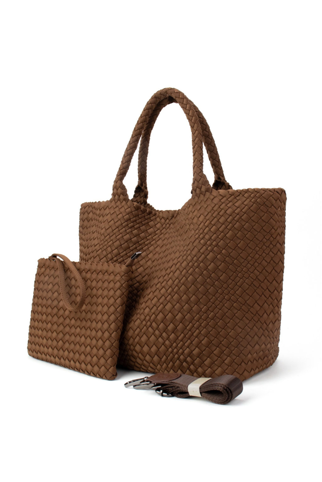 Brown Woven Tote with Strap