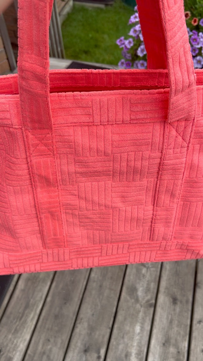 Terry Cloth Tote in Coral