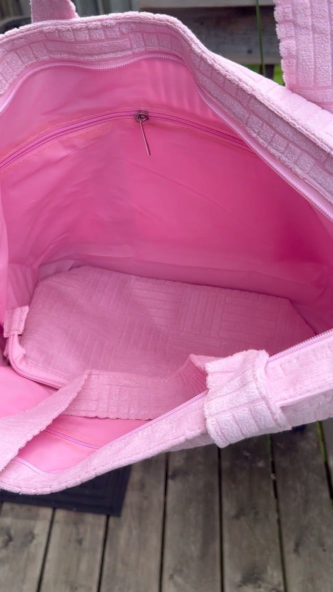 Terry Cloth Tote in Baby Pink