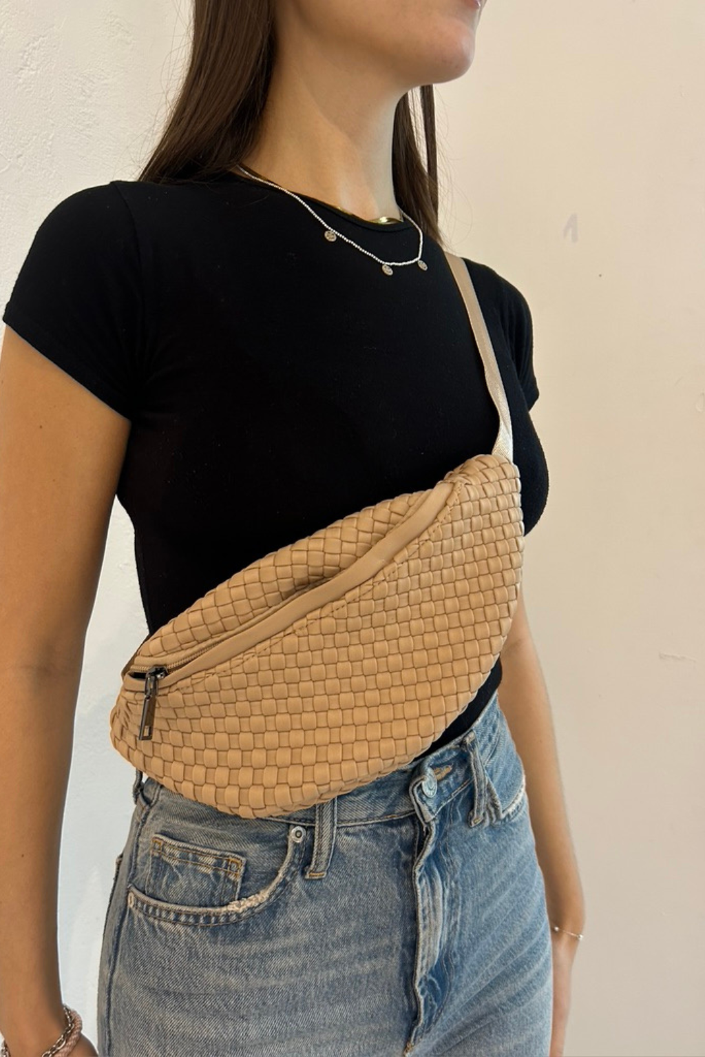 Tan Woven Belt Bag