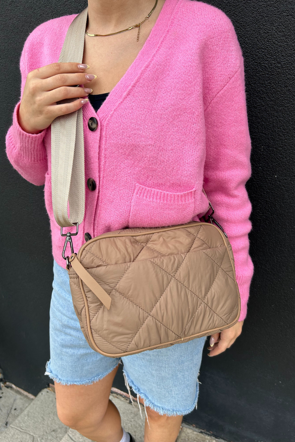 Quilted Crossbody in Tan