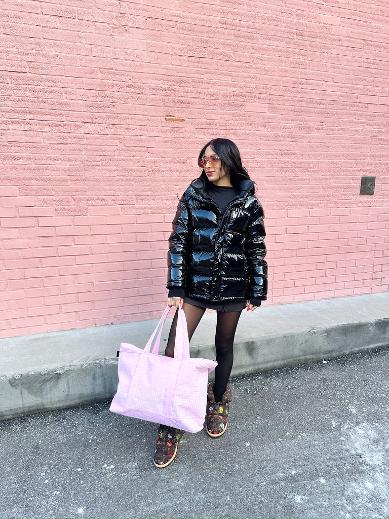 Terry Cloth Tote in Baby Pink