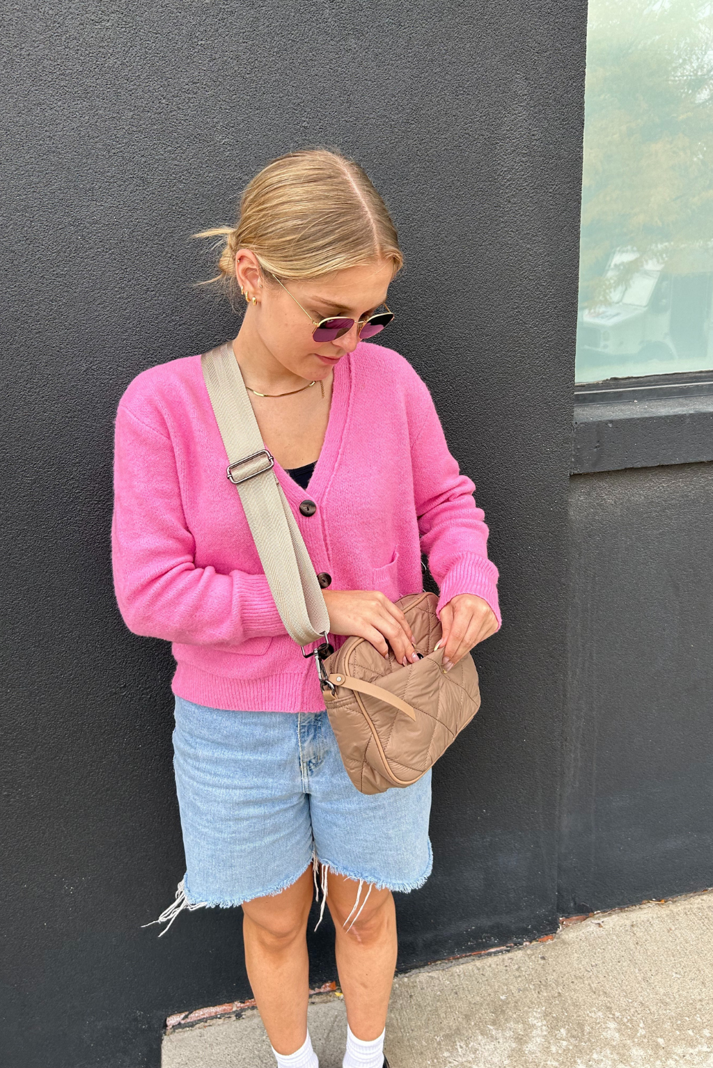 Quilted Crossbody in Tan