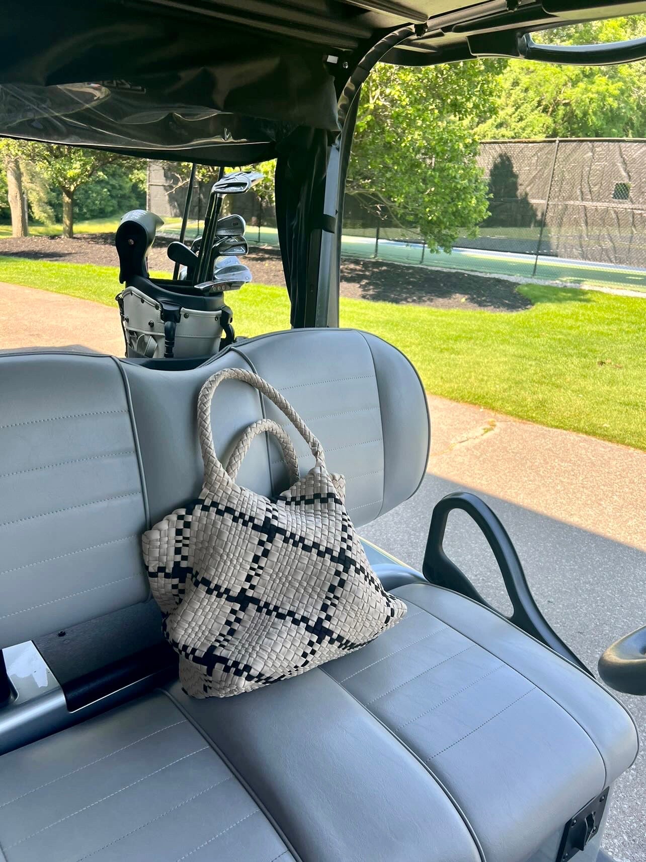 *BACK IN STOCK* Beige & Black Woven Tote with Strap