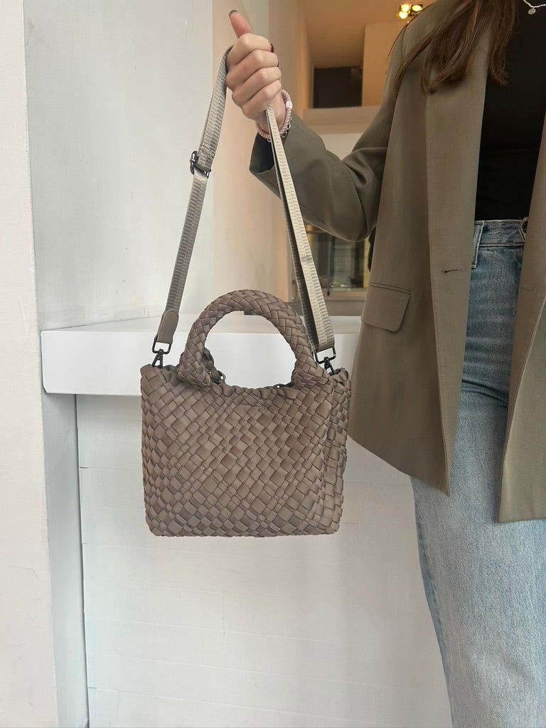 Small woven crossbody in Desert