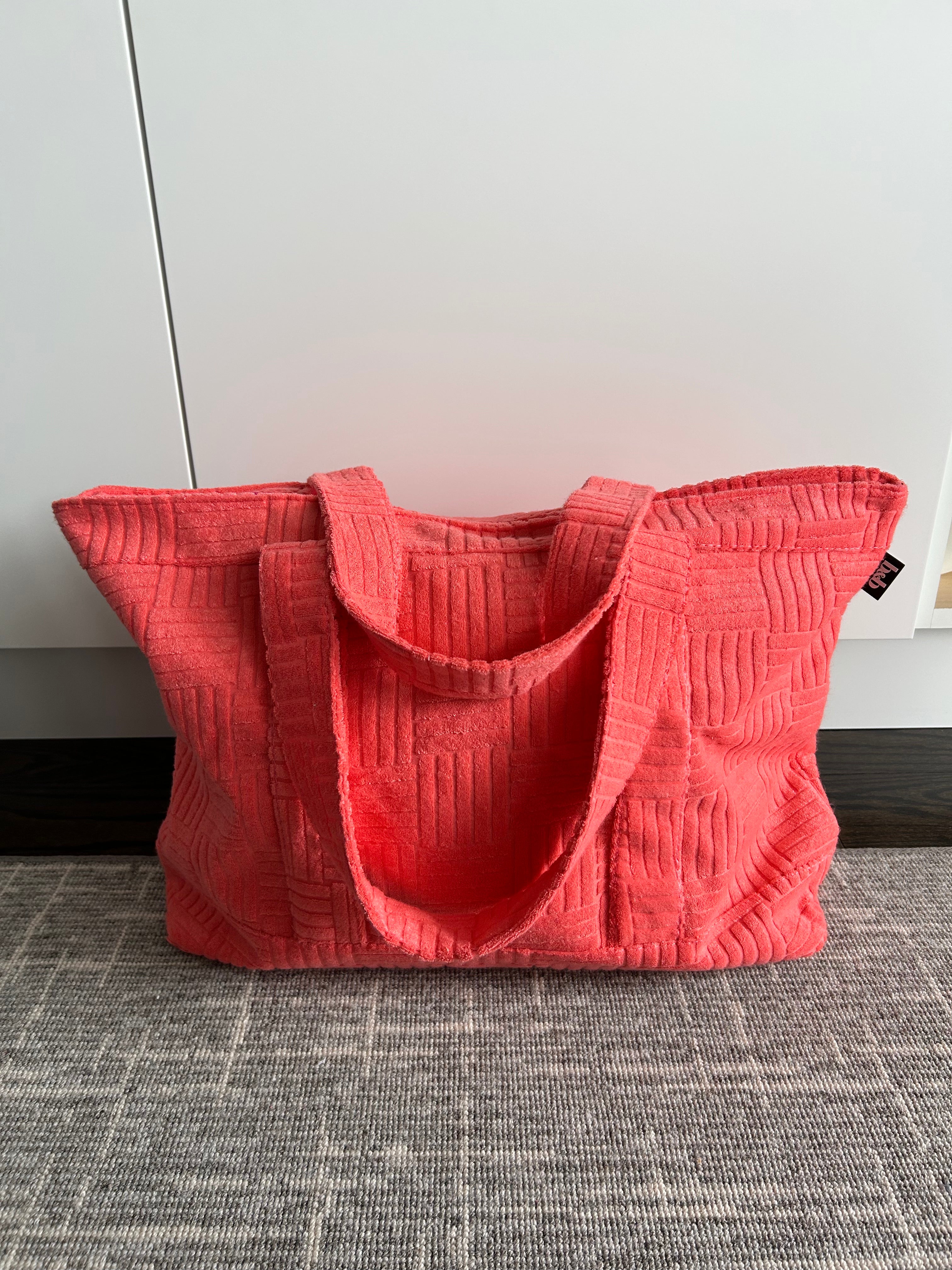 Terry Cloth Tote in Coral