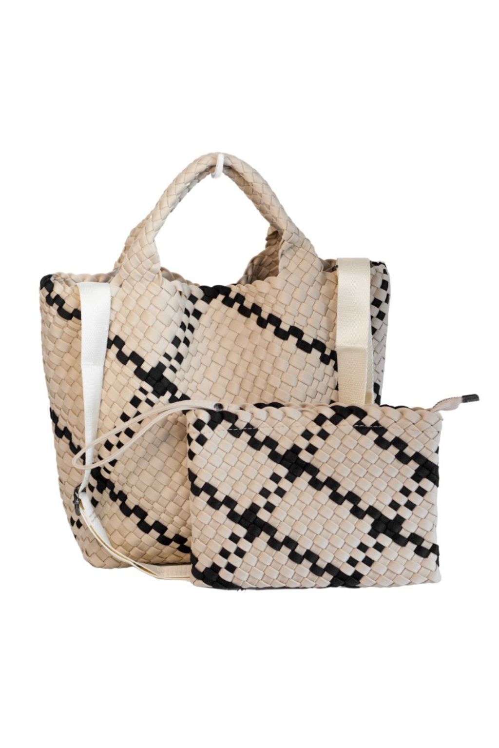 Beige with Black Woven Crossbody