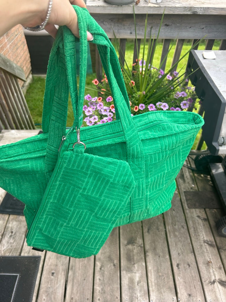 Terry Cloth Tote in Kelly Green