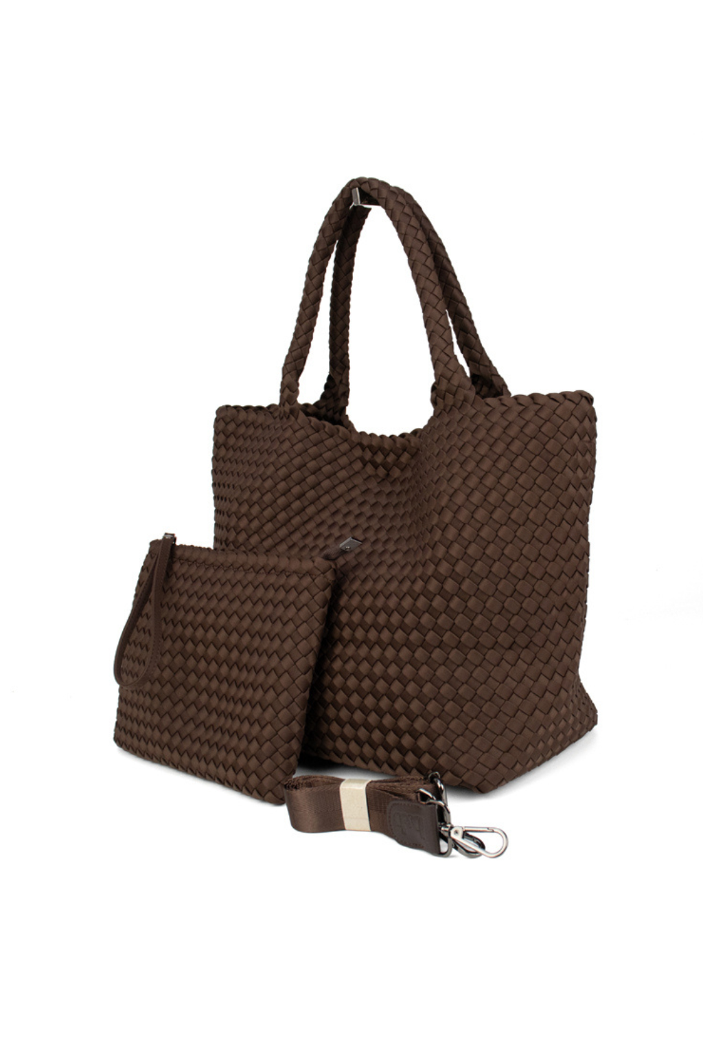 Chocolate Brown Woven Tote with Strap