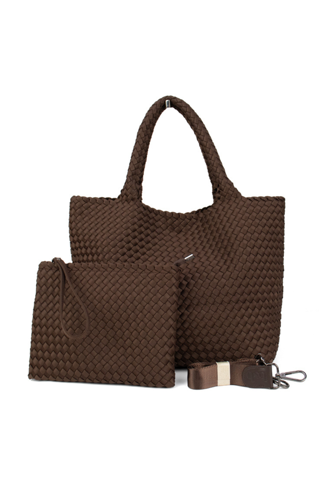 Chocolate Brown Woven Tote with Strap