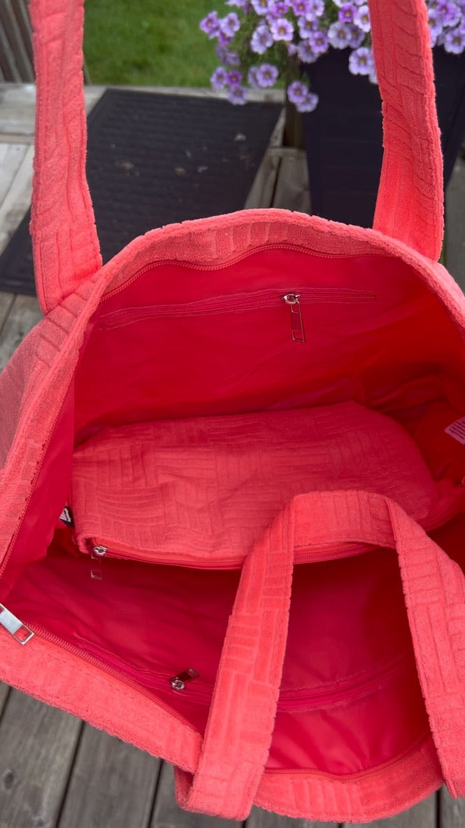 Terry Cloth Tote in Coral