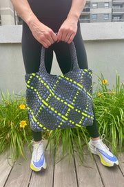 Charcoal Neon Woven Tote