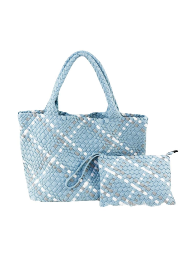 Baby Blue Woven Tote