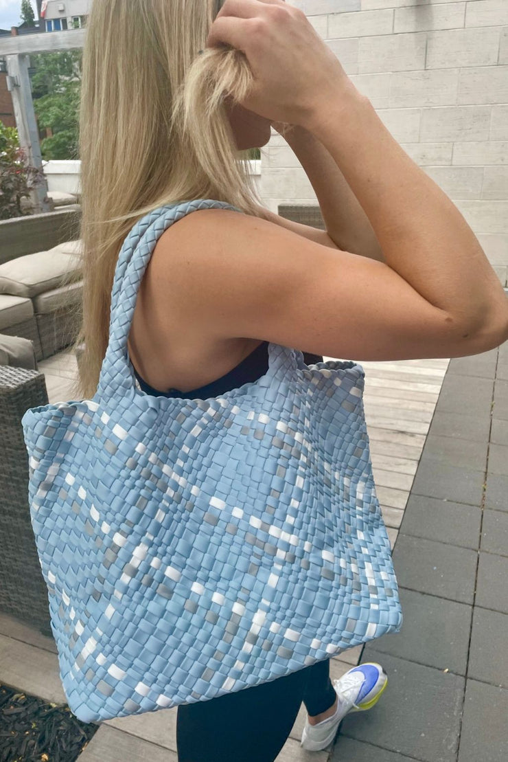 Baby Blue Woven Tote